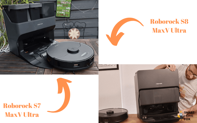 Можно увидеть дизайн Roborock S8 MaxV Ultra и S7 MaxV Ultra.